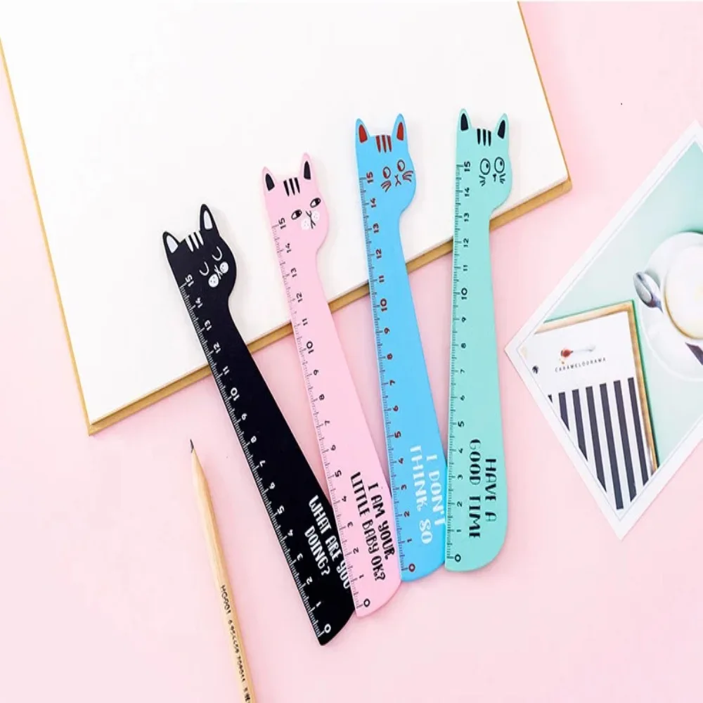Practical Wood Cartoon Cute Ruler Clear Scale Pendant Portable Ruler Graduated Scale
