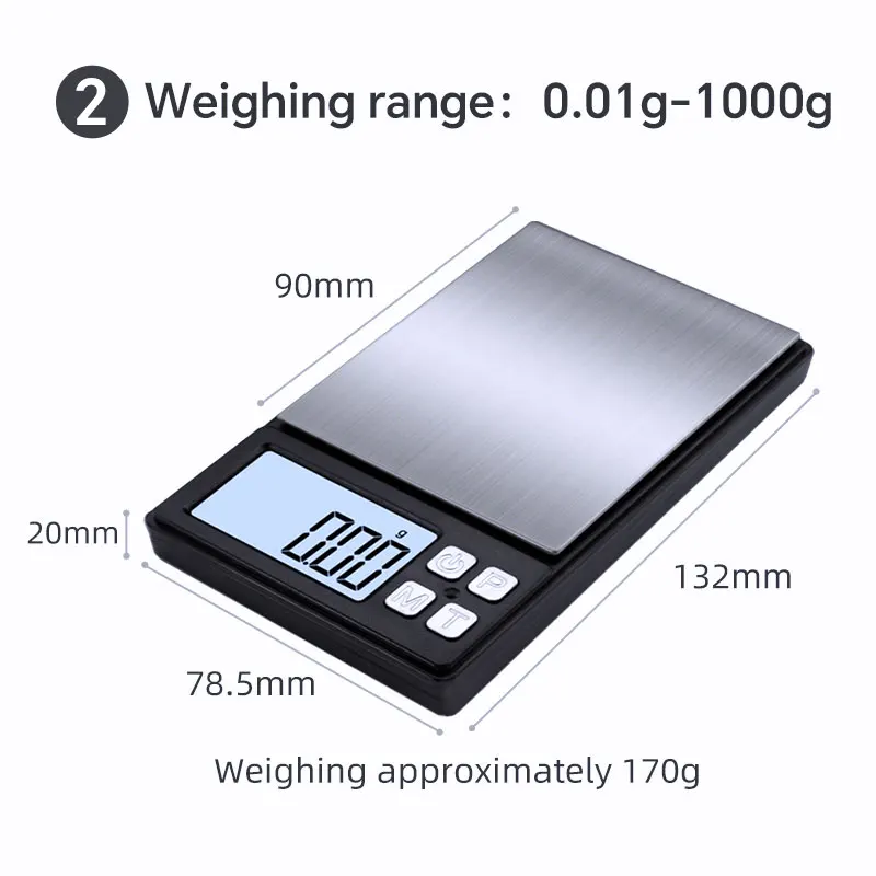 Walfos 0.01g/1000g LCD Stainless Steel Electronic Scale Panel Portable Multifunction Weighing Baking Kitchen Tool Accessories