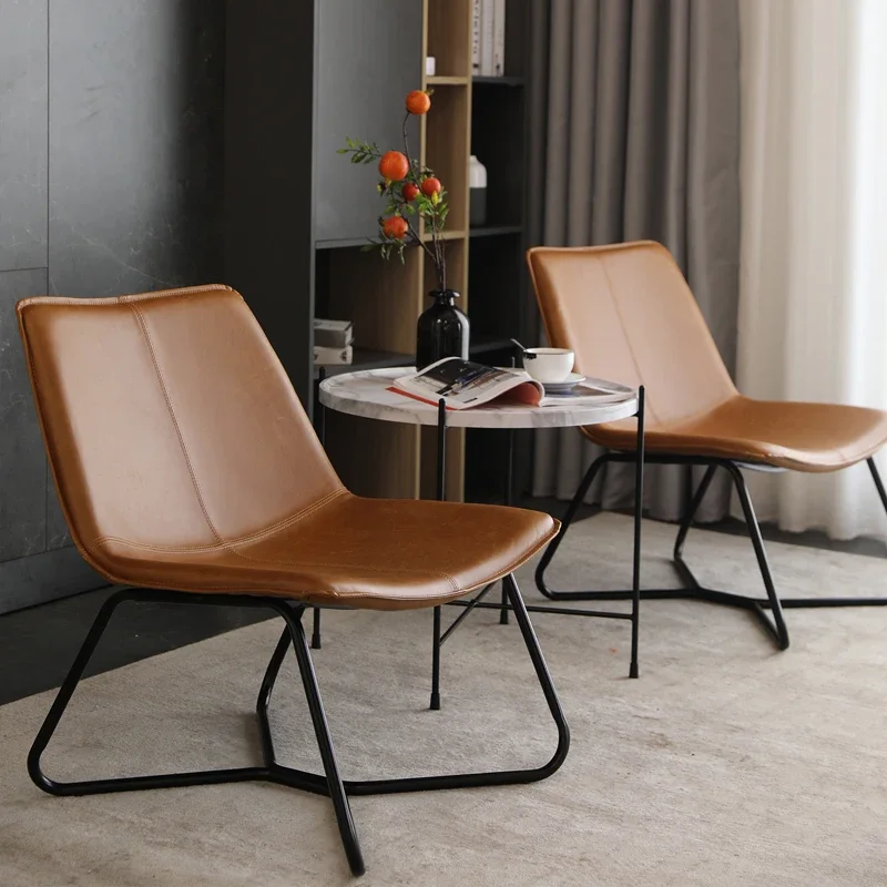 

YZ Small Apartment Living Room Leather Balcony Leisure Sofa Chair