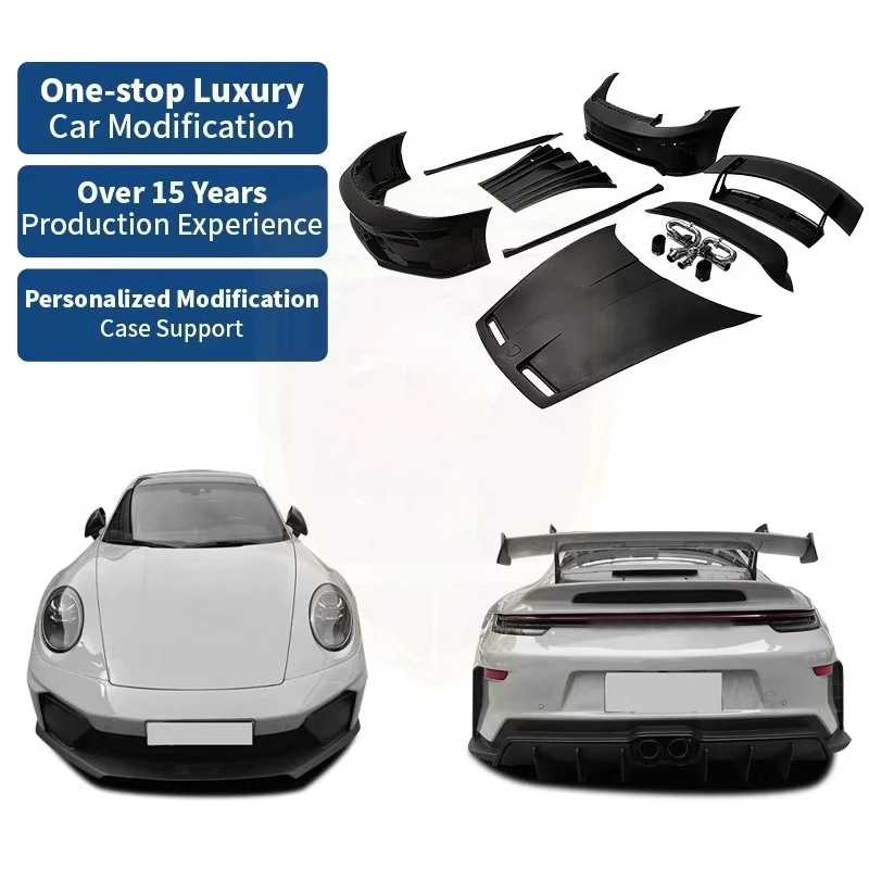Upgrade GT3 Style Dry Body Kit for  911 992.2 Car Front Bumper Assembly Hood Side Skirts Rear Wing Bodykit Exhaust System