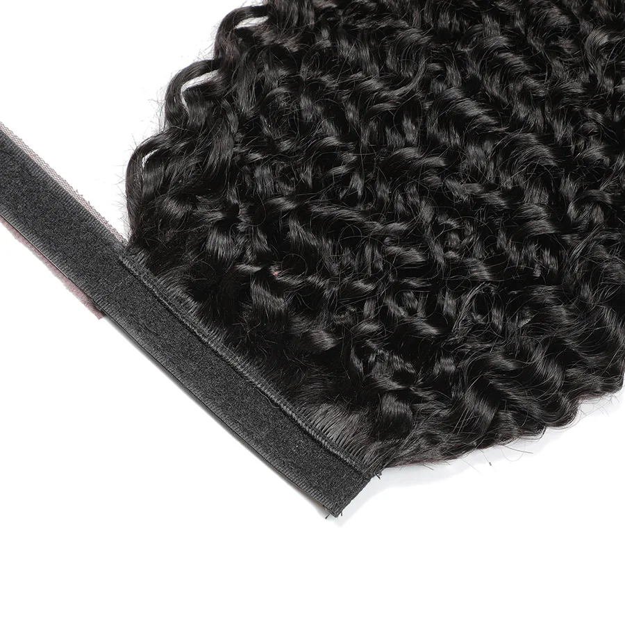 12A Grade Kinky Curly Wrap Around Ponytail Human Hair Ponytail Extension For Women Brazilian Virgin Hair Natural Color