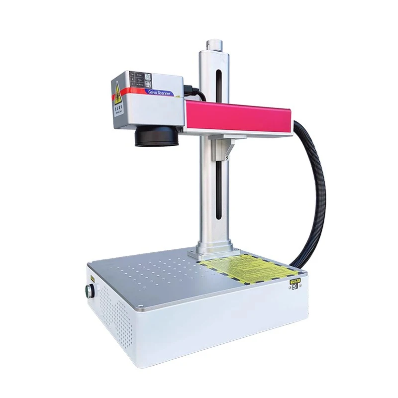 30W MAX Desktop Mini Fiber Laser Nameplate Marking Machine 20W for PVC Plastic Stainless Steel with Rotary Axis