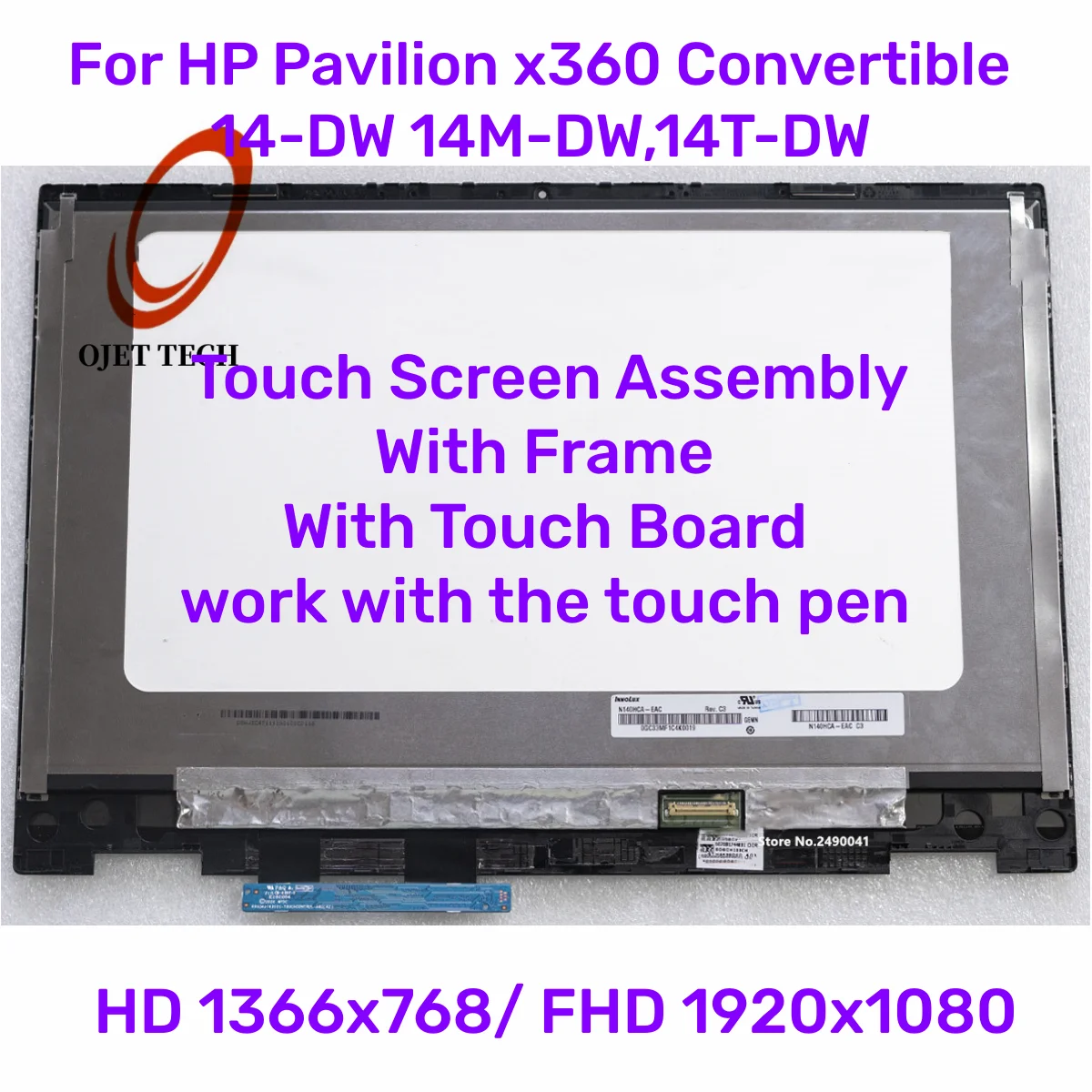 

14.0 LCD Touch Screen Digitizer Assembly For HP Pavilion x360 Convertible 14-DW 14T-DW100 14M-DW1023DX 14-DW1034NR 14-DW1079TU