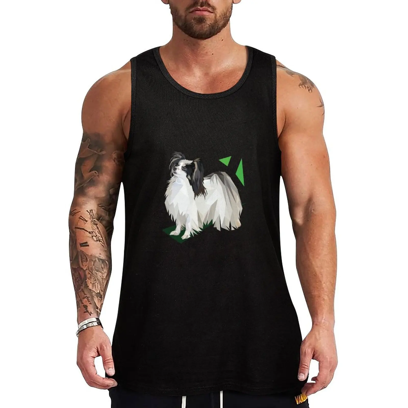 Papillon Dog Illustration Tank Top Male clothes gym clothes men men gym clothing singlet for men