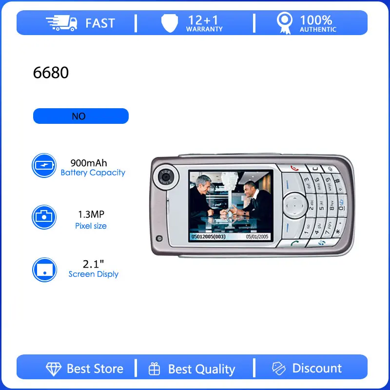 Refurbished Original 6680 Single Sim Unlocked 3G GSM 900/1800 Mobile Phone Russian Arabic Hebrew Keyboard Made in Finland