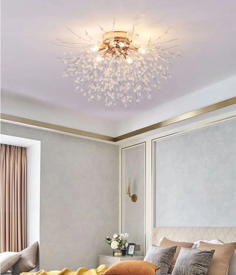 Nordic dandelion ceiling lamp light chandelier  modern crystal lamp living room bedroom and corridor interior decorative lamp