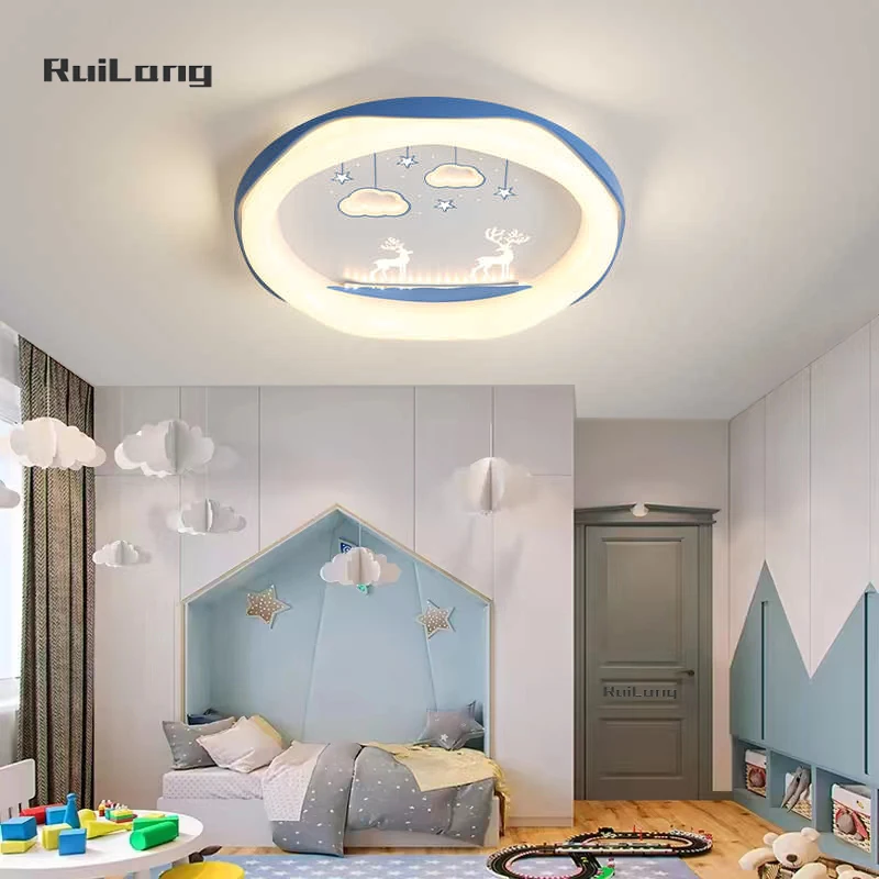 Modern Led Ceiling Lamps Clouds Stars Blue Decor Baby Chandelier Kids Room Light Boys Bedroom Plafonnier Giraffe Ceiling Light