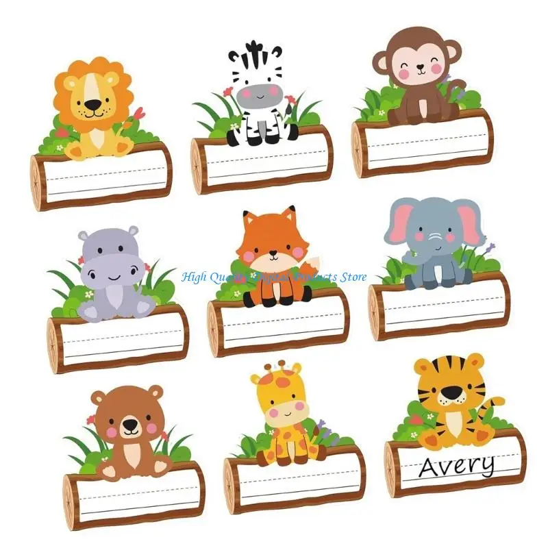 U2JE 135Pcs Fun Animal Print Name Sticker 3x3Inch Kids Clothing Name Labels For Classroom Party Daycare School Organization