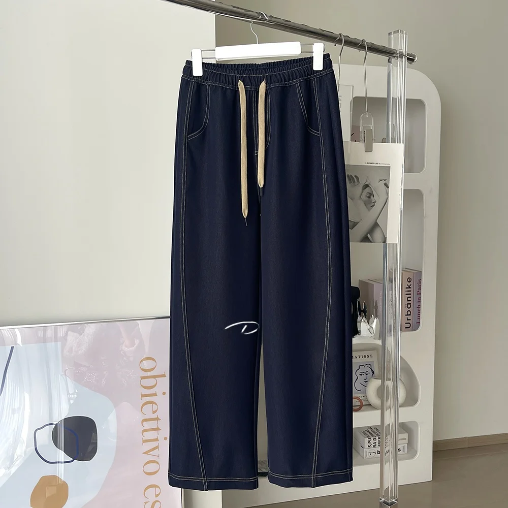 High Waist Elastic Wide Leg Pants Commute Sle Casual Trousers Pear ape Body Perfect Match Long Pants Korean Version