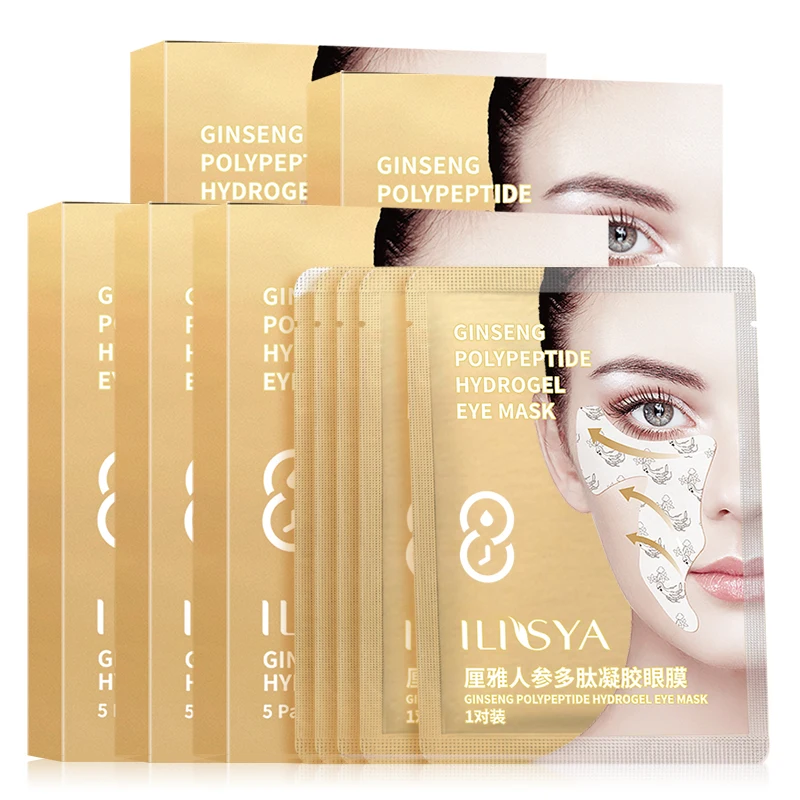 5 Boxes=25 Pairs Sleeping Hydrogel Mask Anti-Wrinkle Eye Patch Smooth Smile Lines Firming Skin Ginseng Polypetide Moisturizing