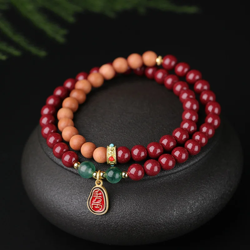 High Content Natural Double Stacked Purple Gold Sand Lucky Bracelet Multi-Circle Hetian Jade Imperial S