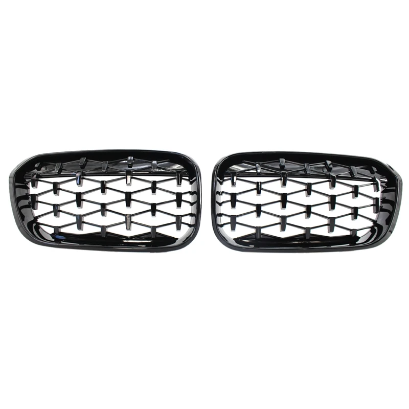 NiceGloss Black Diamond Style ABS Front Bumper Kidney Grille Grill for-BMW F20 F21 1 Series 2014-2019 LCI