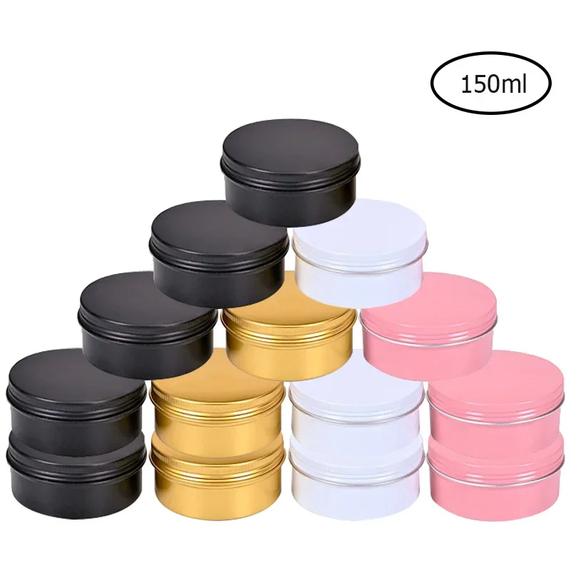 

10pcs 150ml Cream Jars Lip Balm Gloss Cosmetic Container Aluminum TIns With Lid Refillable Bottle Metal Makeup Organizer Tea Can