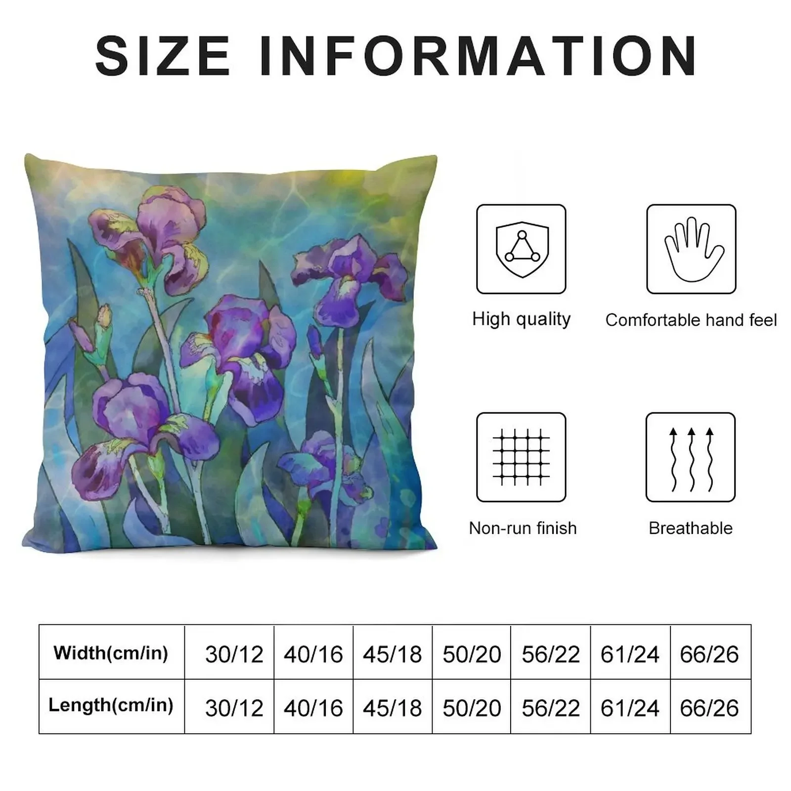 Irises watercolor Throw Pillow ornamental pillows for living room Sofa Cushion Custom Cushion Photo pillow