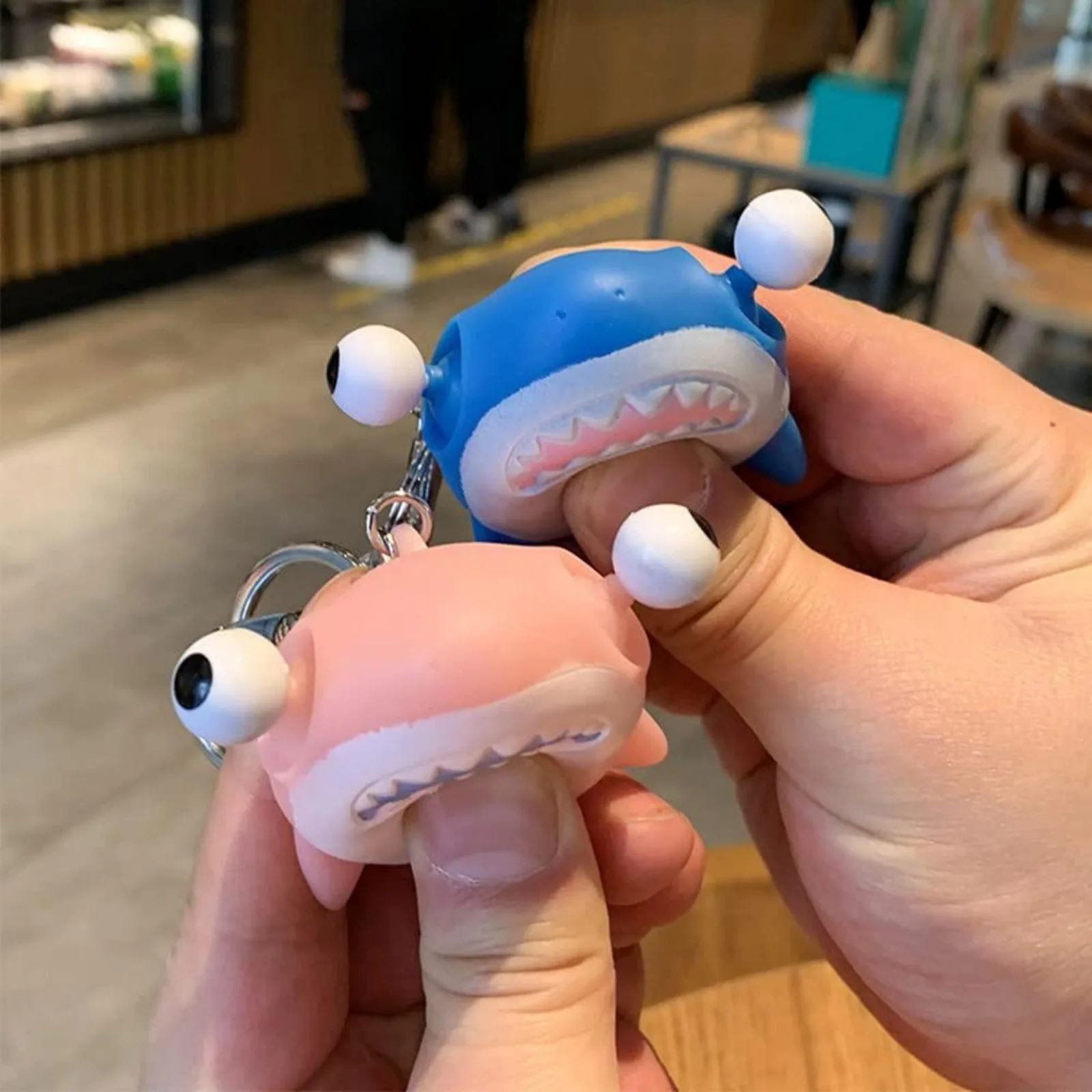 Shark Keychain Elastic 3D Shark Key Ring Cute Squeeze Relax Gift