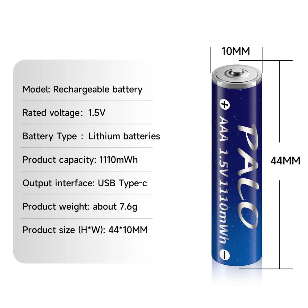 PALO 1.5V AAA 1110mWh USB akumulator litowo-jonowy AAA 1.5V baterie litowe AAA do zdalnie sterowana mysz zabawka + kabel