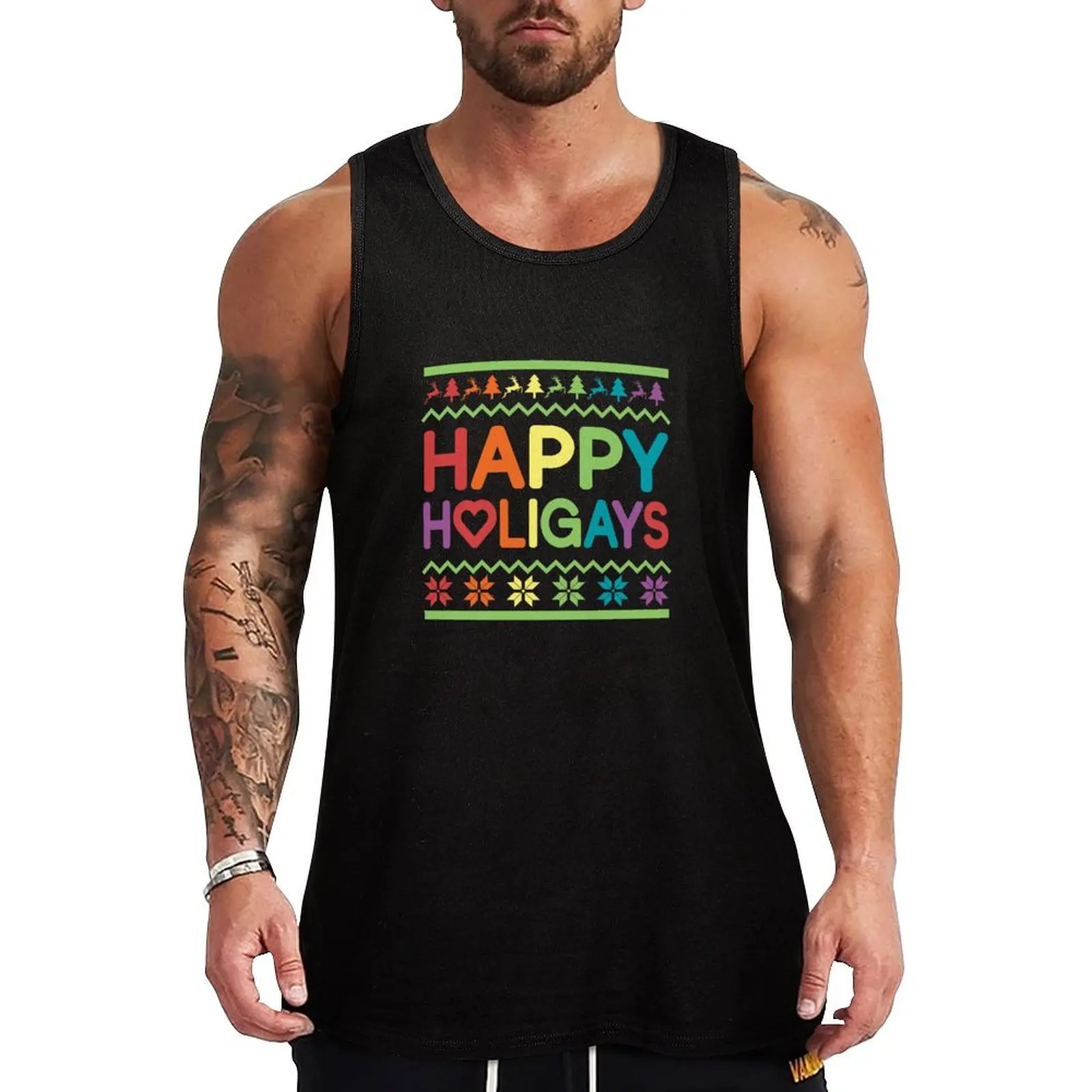 

Funny Christmas Ho Ho Homo Happy Holigays Tank Top Men's clothing men gym gym for men Male clothes