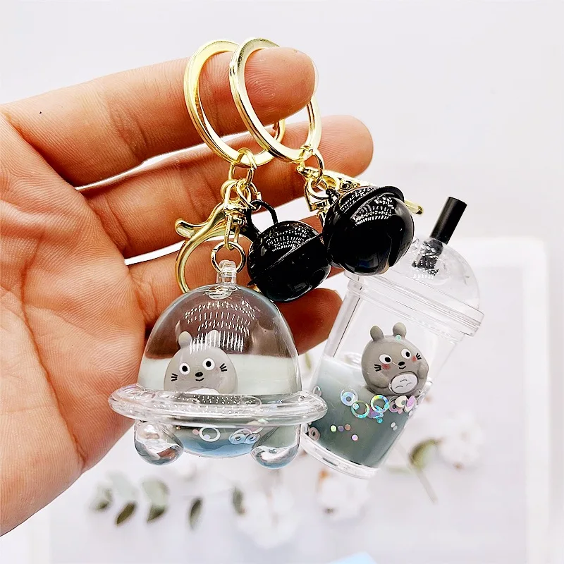 Creative Oil Cat Drift Bottle Keychain Animal Creative Liquid Pendant Couple Bags Fashion Accessories