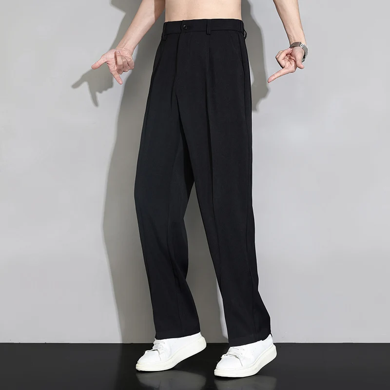 Men Straight Casual Pants 2024 New Korean Style Baggy Personality Wide Leg Blazer Pants Leisure Suit Trousers Male Streetwear