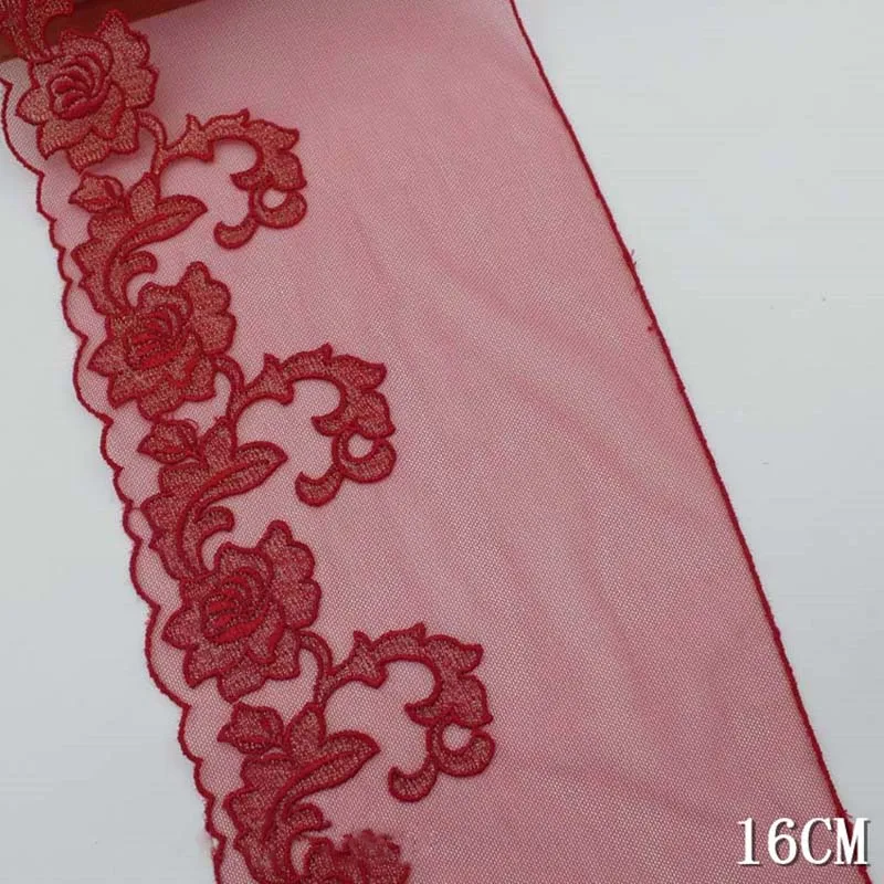 자수 레이스 트림 얇은 명주 그물 메쉬 원단, 란제리 속옷 브래지어 인형 원피스, 수제 16cm 너비, 2 야드