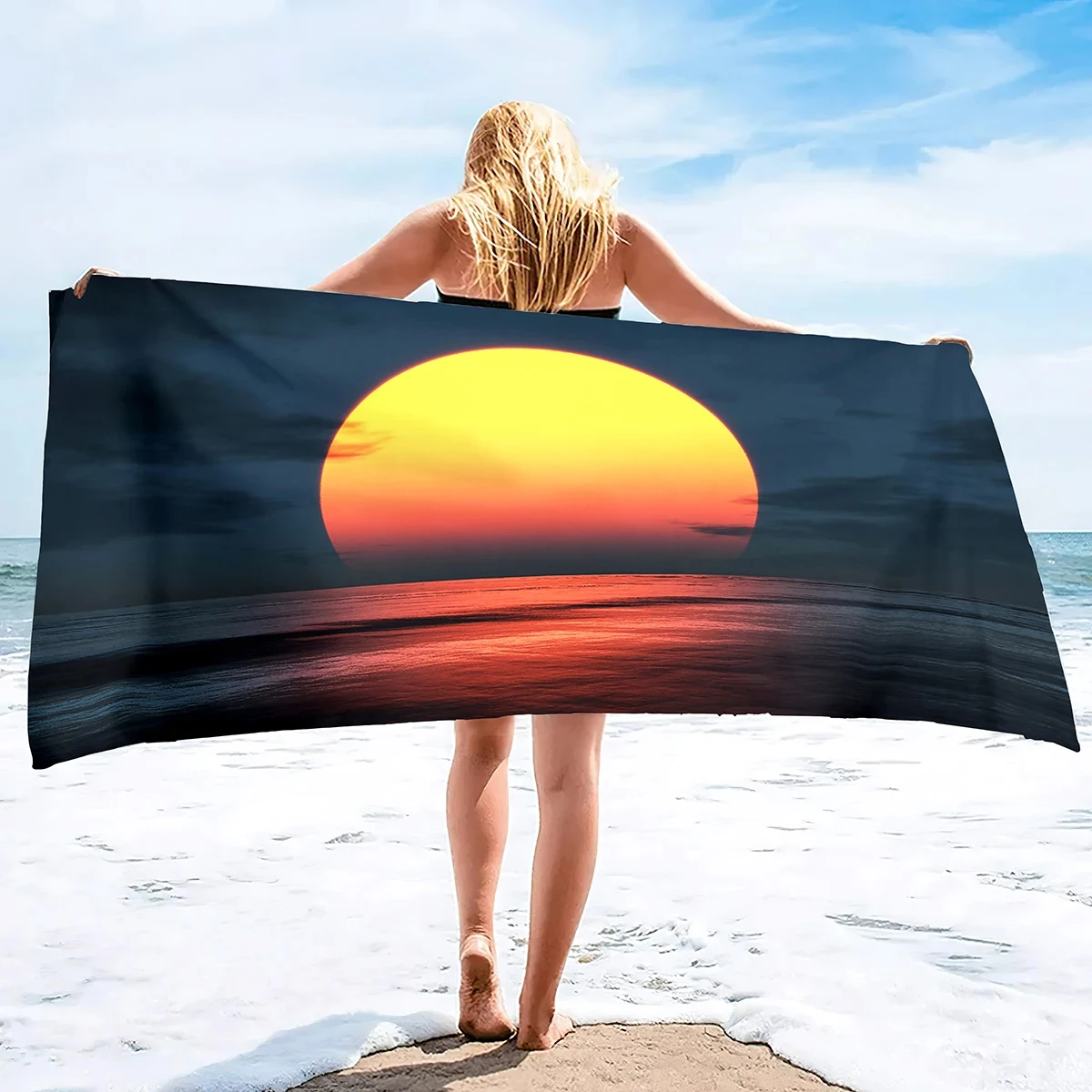 

Sunrise Beach Towel Soft Lightweight Bath Towel Sand Free Beach Blanket Microfiber Quick Dry Pool Towels For Spa Swimming Sport