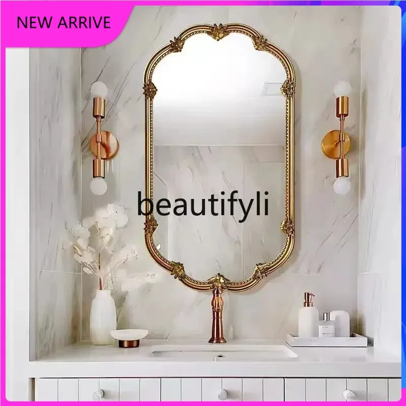b573  European-style entrance square light luxury art mirror dining side decorative mirror American living room creativity