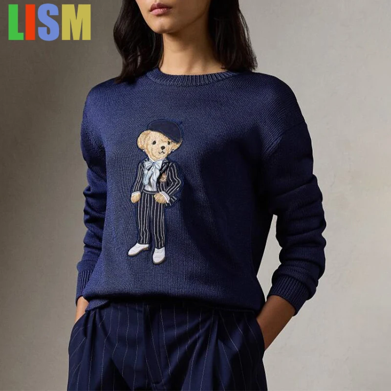 

LISM women's winter clothes y2k hoodies sweatshirt 2025 Cricket Bear Knit Sweater Loose Pullover RL Tops Knitwear Coat Clothing