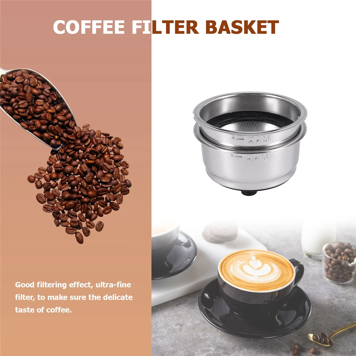 AD30-Friendly Detachable Stainless Steel Coffee Filter Basket Strainer Coffee Machine Accessories for Home Office(2 Pack)