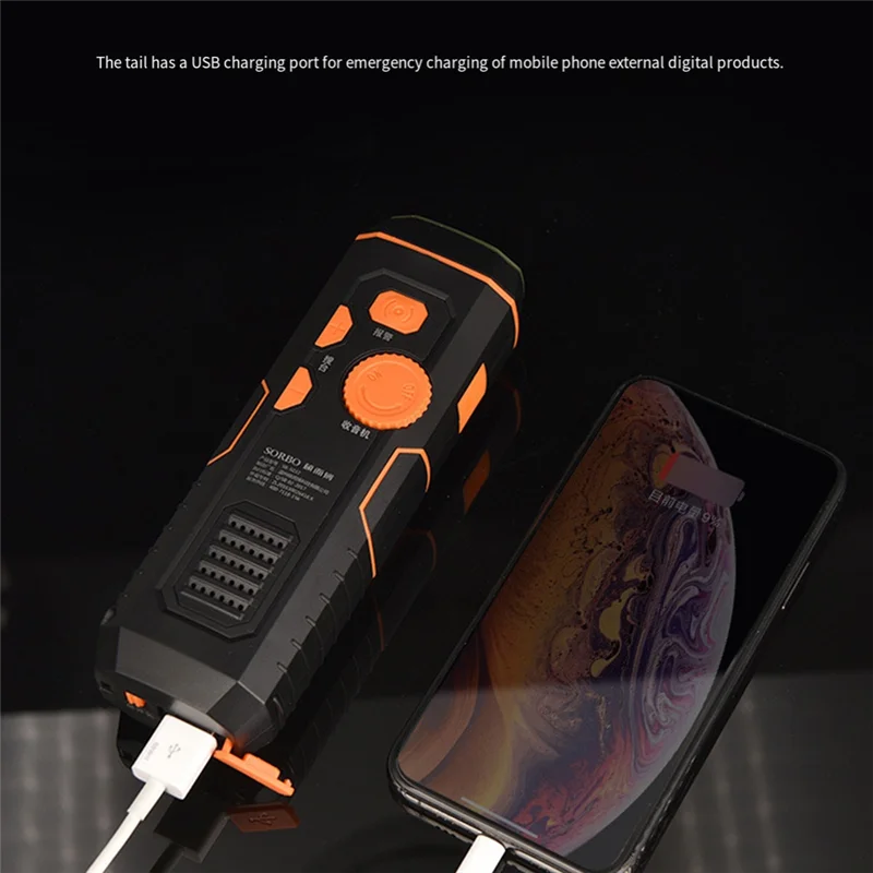 AB53 Multifunctional Hand Crank Flashlight Dynamo Forhiking Camping Hand Crank Dynamo Powered Emergency LED Flashlight