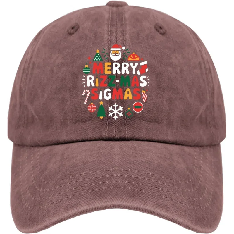 Merry christmas Rizzmas Hats for Women Baseball Cap Trendy Washed Ball Cap Quick Dry