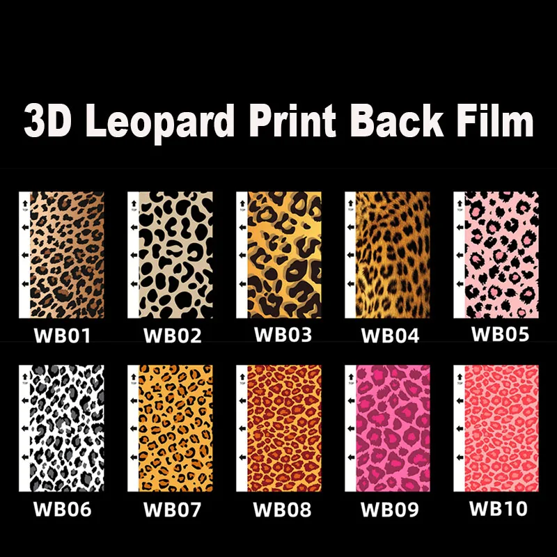 50Pcs 3D Leopard Print Pattern Back Film For Phone Back Cover Protector Skin Universal Hydrogel Film For Cutting Machine Plotter