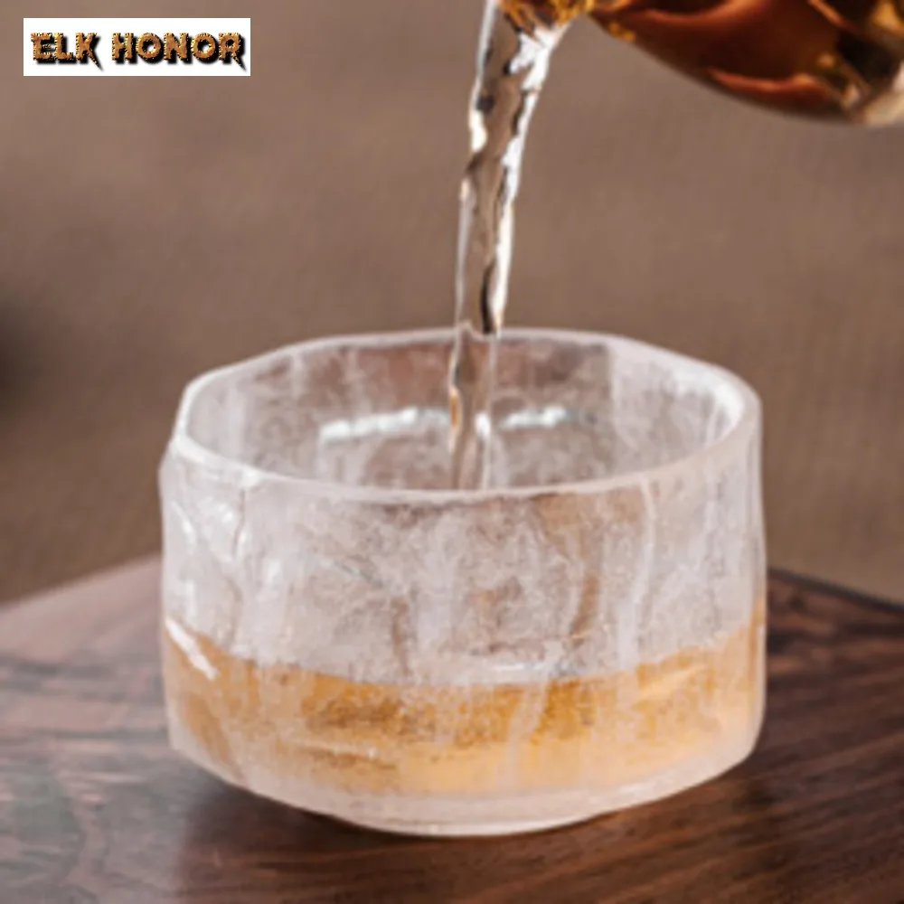 Imagem -06 - Handmade High End Glass Teacup Frozen Burnt Ice Rock Cup Tasting Caneca de Chá Personal Master Cup Chozhan Kung fu Grupo Caixa de Presente 200ml