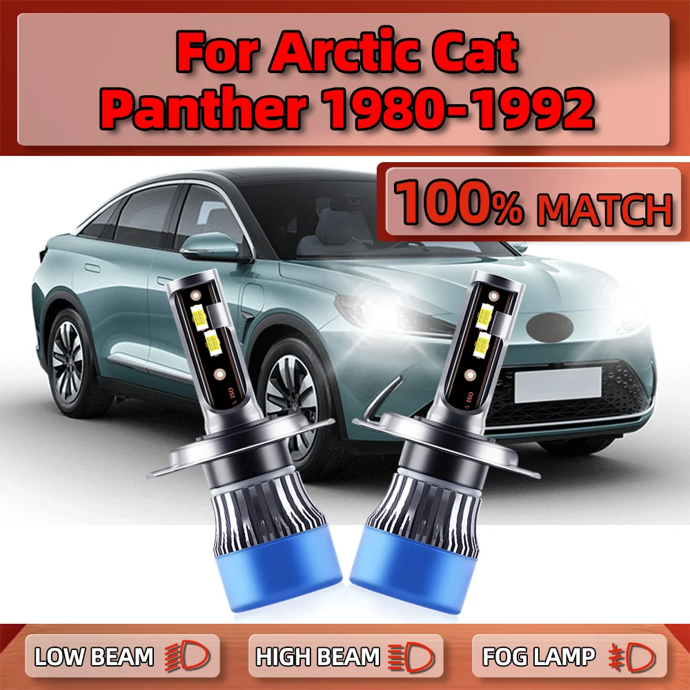 20000LM Canbus LED Headlight Bulbs 120W CSP Chip Car Lights 12V 6000K For Arctic Cat Panther 1980-1987 1988 1989 1990 1991 1992