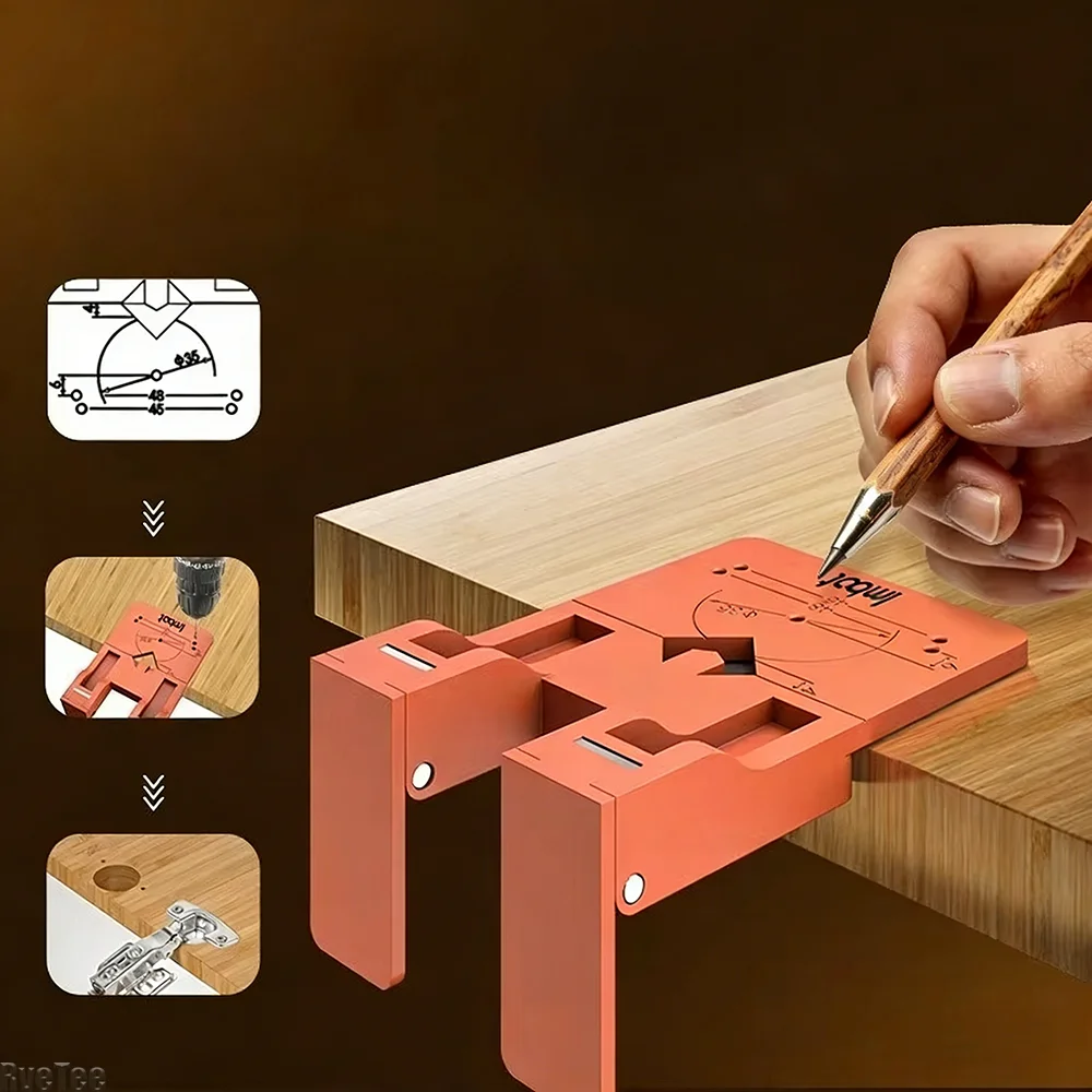 Magnetic Fixing Plate Hinge Installation Fixing Plate Portable Fixator Cabinet Door Hinge Mounting Auxiliary Woodworking Tool