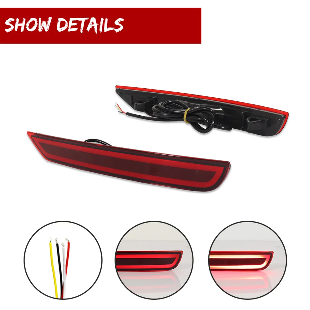 Car Rear Bumper Reflector Brake Tail Lights w/ Sequential Turn Signal Rear Fog Lights For Subaru Forester 2008-2018 Red LED 12V