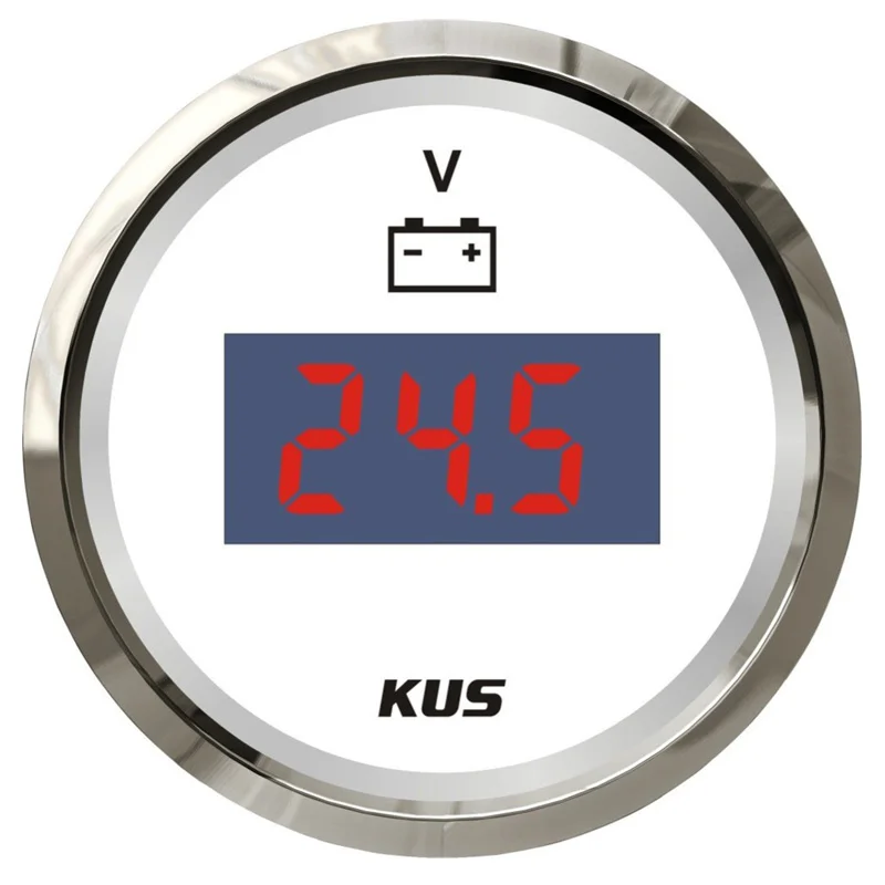 KUS Black Digital Voltage Meters Voltmeters 12v / 24v Waterproof Volt Meters Suitable for Boat Auto Motor Home Bus