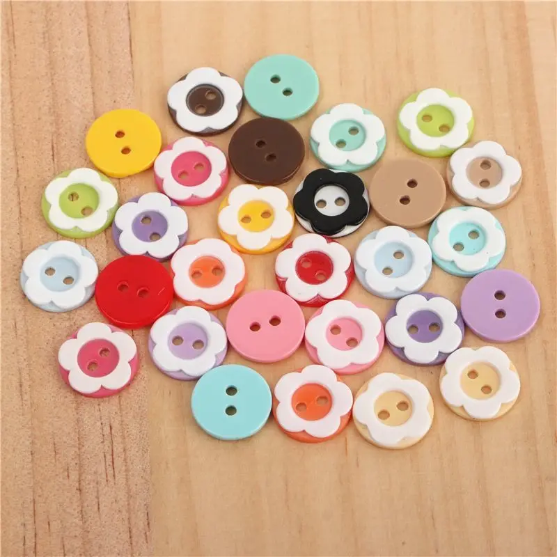 

50Pcs Color Flower Resin Buttons,Colorful Children's Cardigan DIY Hand Account Jewelry Button,Versatile Accessories Buttons