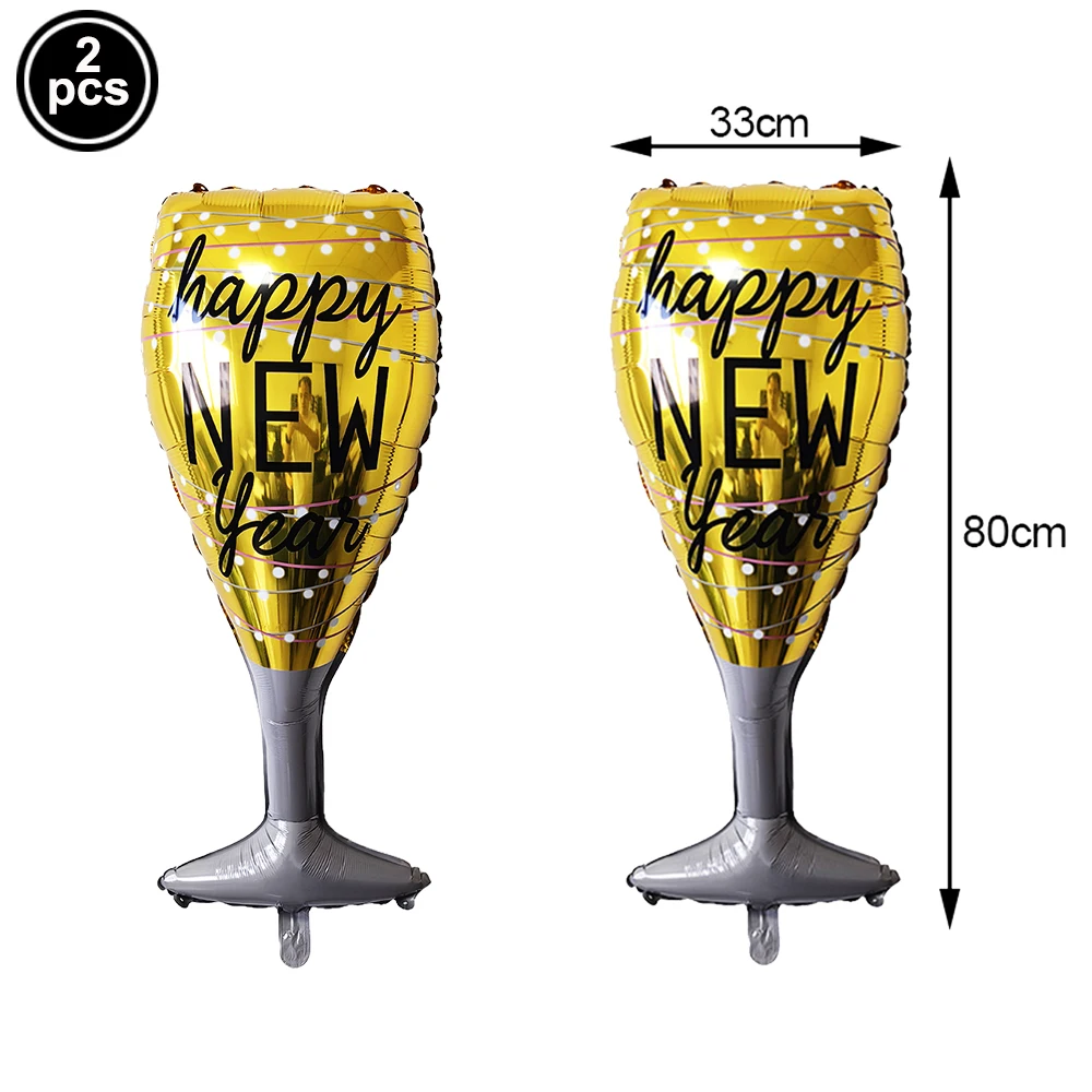 2026 الذهب الأسود تاج احباط عدد بالونات سنة جديدة سعيدة زجاجة نبيذ الشمبانيا بالونات 2026 ليلة رأس السنة زينة الحفلات #6