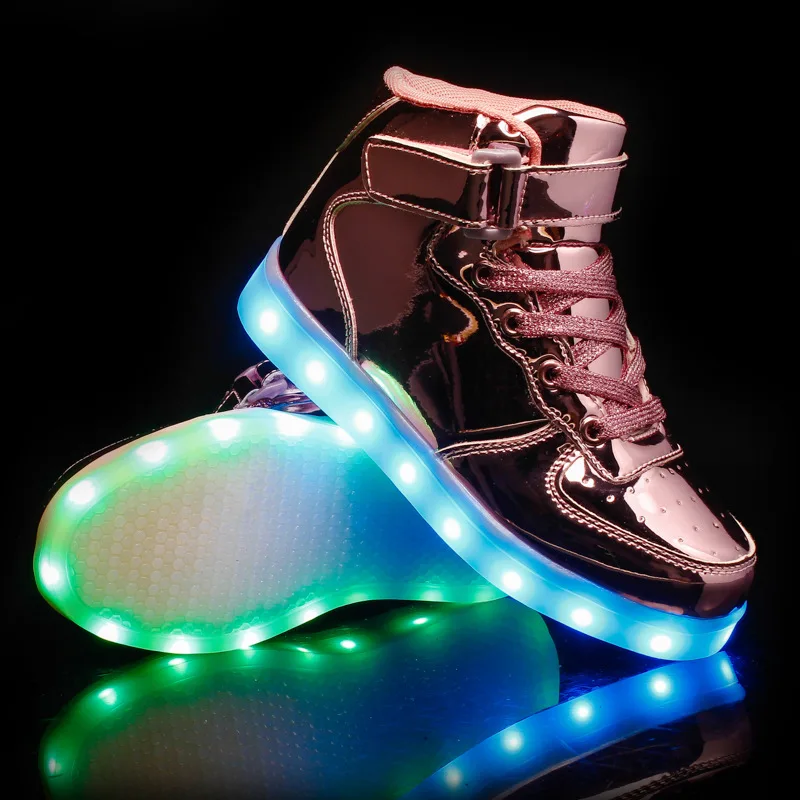 Zapatos con luz LED para niños, calzado con Velcro, carga USB, para niños pequeños y grandes