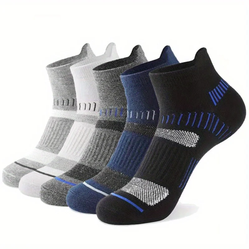 (5/10 Pairs) Casual Sports Socks Men's All Season Universal Socks Comfortable, Breathable, Sweat Absorbing Running Socks