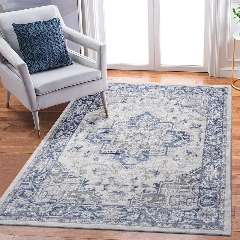

6x9 Blue Grey Oriental Area Rug - Stylish Design for Home Decor