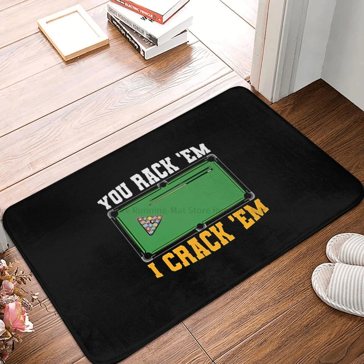 Billiards Cue Sport Pool Snooker Games Bathroom Mat Crack Em Doormat Living Room Carpet Outdoor Rug Home Decoration