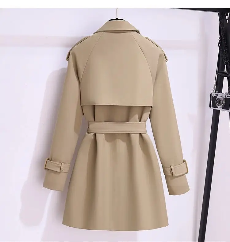 Women's Windbreaker 2026 Spring Autumn New Slim Double-breasted Temperament Coat With Belt Female Mid Length Casual Trench Coat