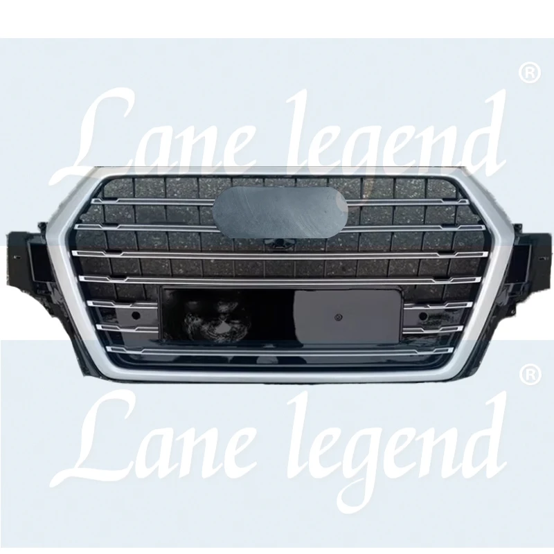 Car Front Grille For Audi Grill Silver Car Front Bumper Grill Center Grille For Audi Q7 2016 2017 2018 2019(Refit For SQ7 Style)