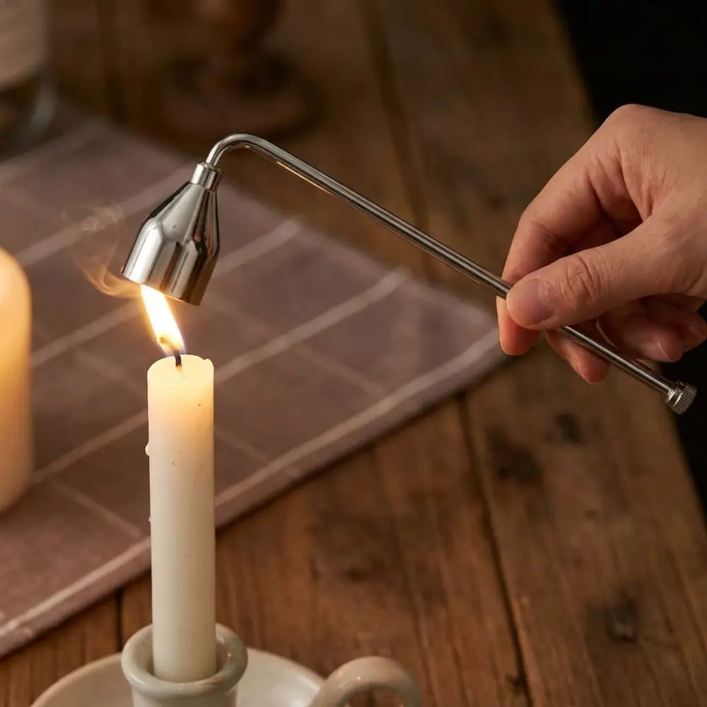 Luxury Ice Cream Shaped Candle Snuffer Polished Surface Long Handle Wick Trimmer Black Gold Silver Bell Shaped Snuffer Home