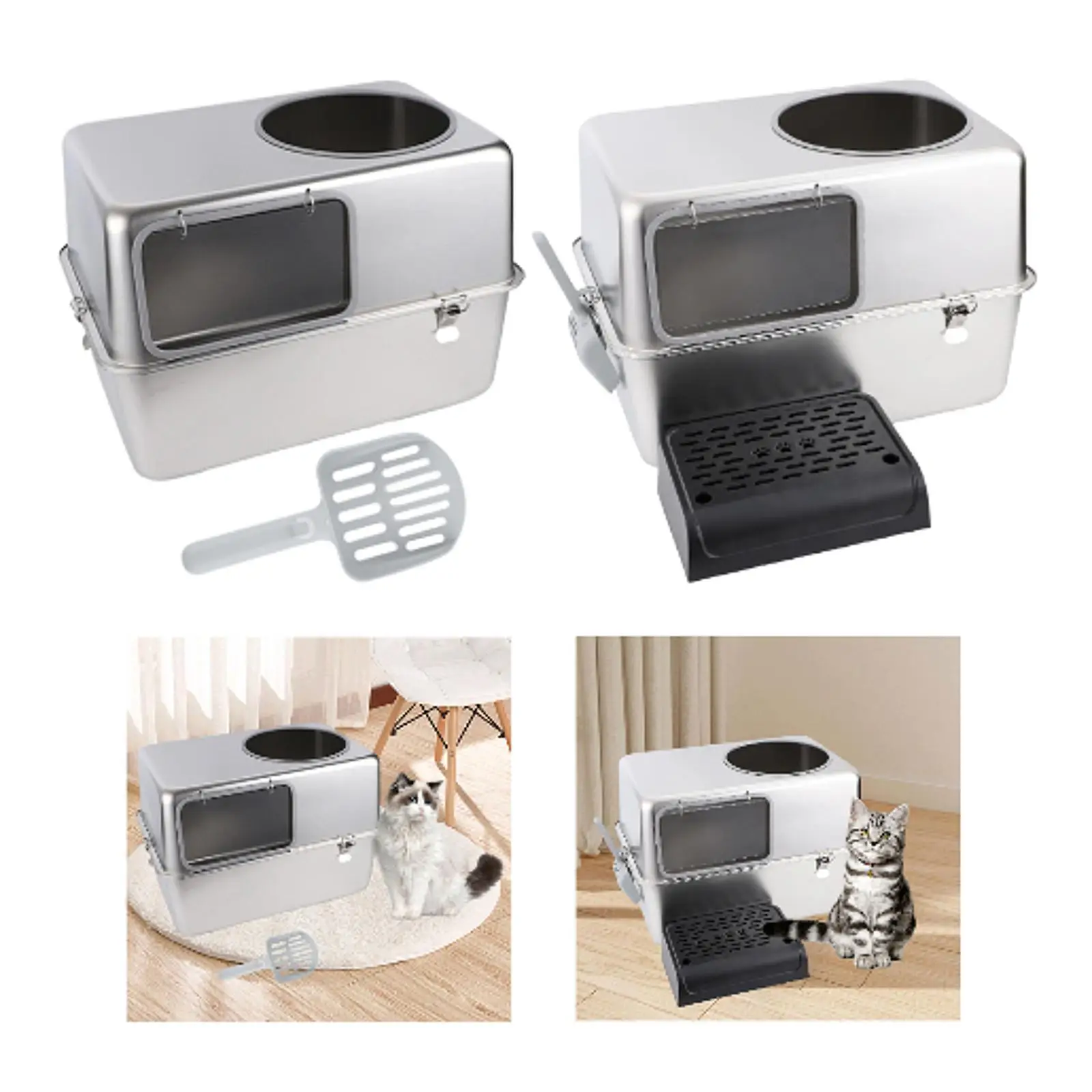 

Hooded Cat Litter Box with Lid with Cat Litter Shovel Hooded Cat Litter Tray