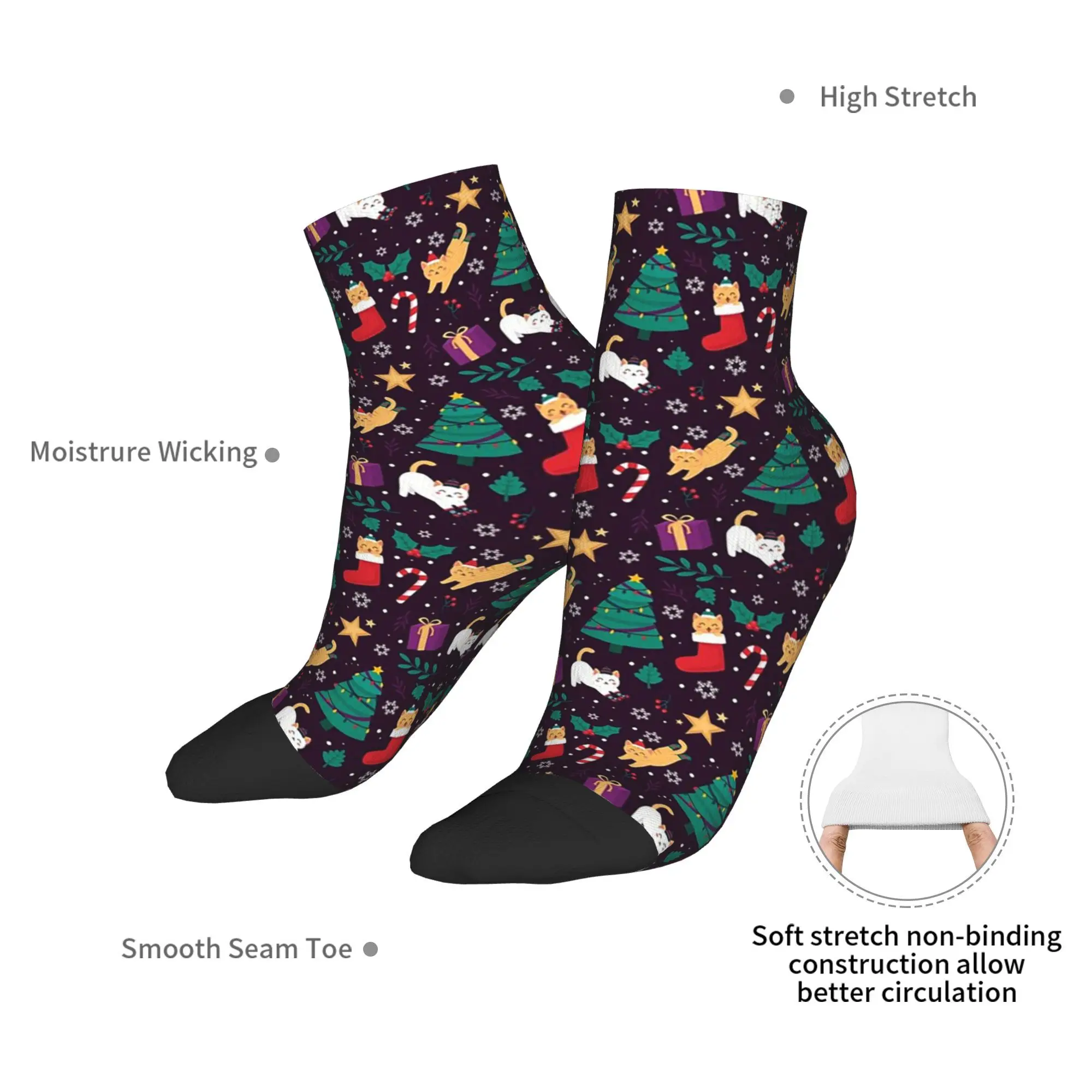 لطيف القطط شجرة عيد الميلاد نمط الجوارب Harajuku جوارب فائقة النعومة جميع المواسم الجوارب اكسسوارات للرجل امرأة هدية عيد ميلاد