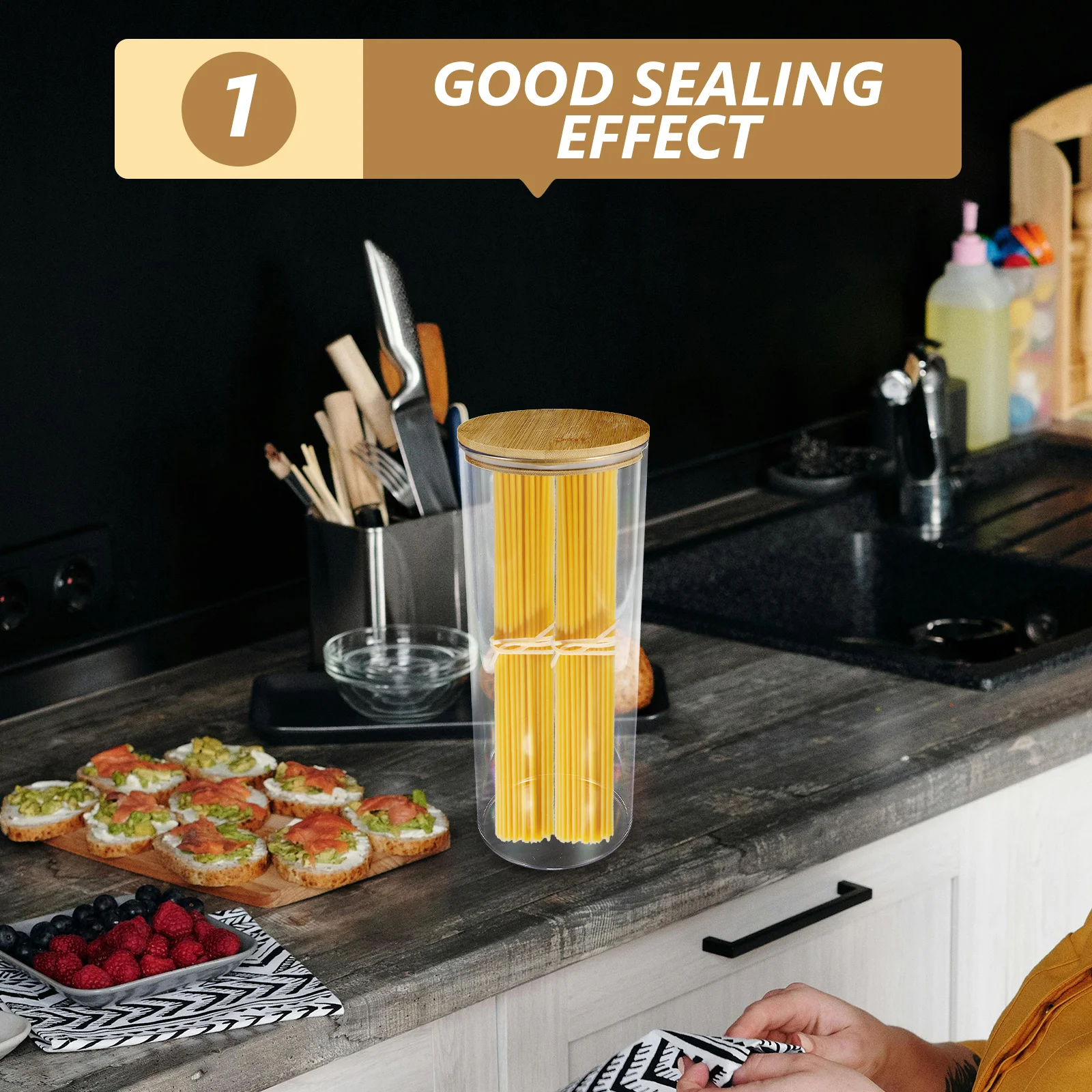 

Sealed Jar Airtight Storage Containers For Pantry Dry Food Clear Buckle Jars Pasta Cereal Nuts Container Reusable Plastic