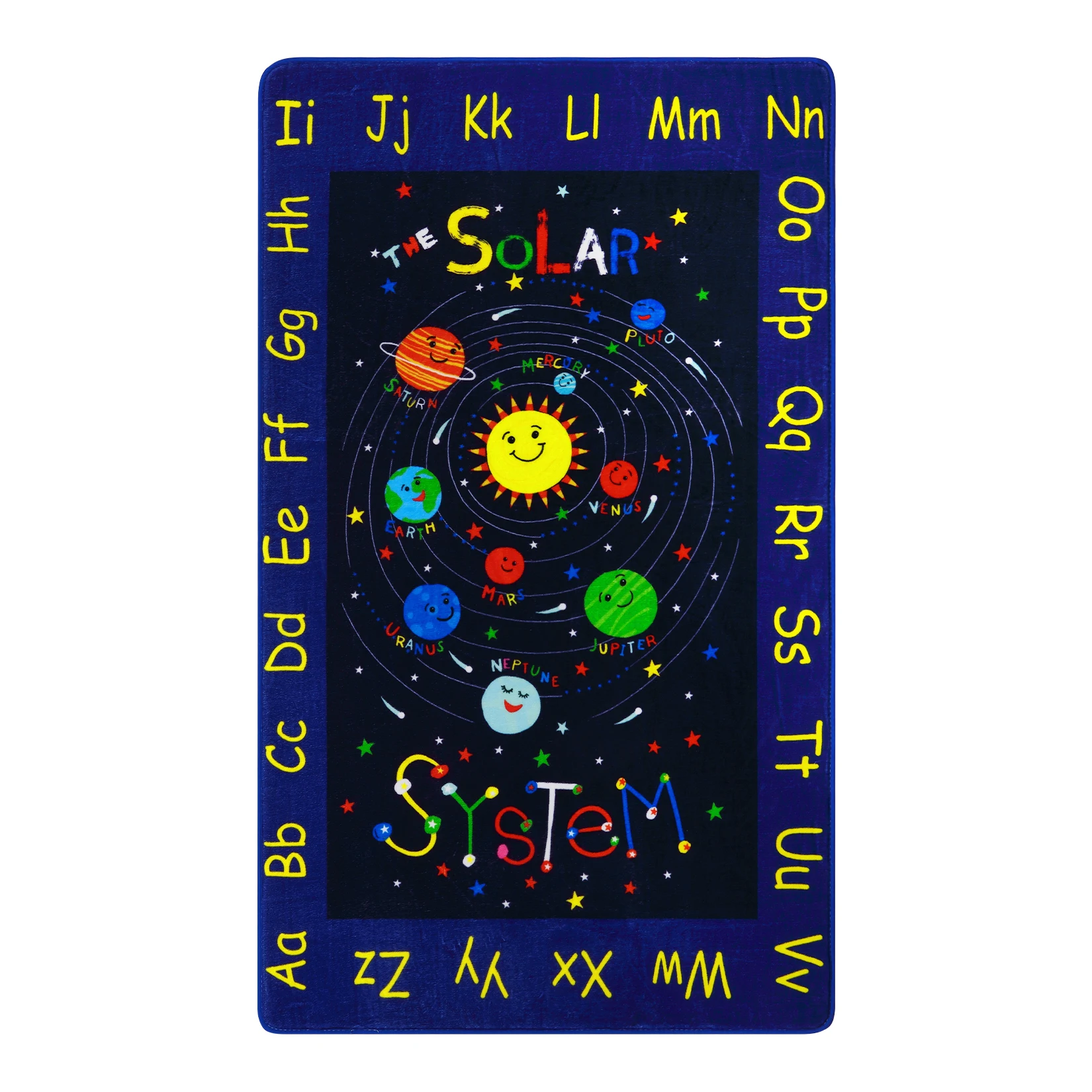 Kids Educational Learning Carpet 8x10 Large Nursery Playmat Kidsroom Rug Non-Slip Ultra-Soft Galaxy Planets Stars