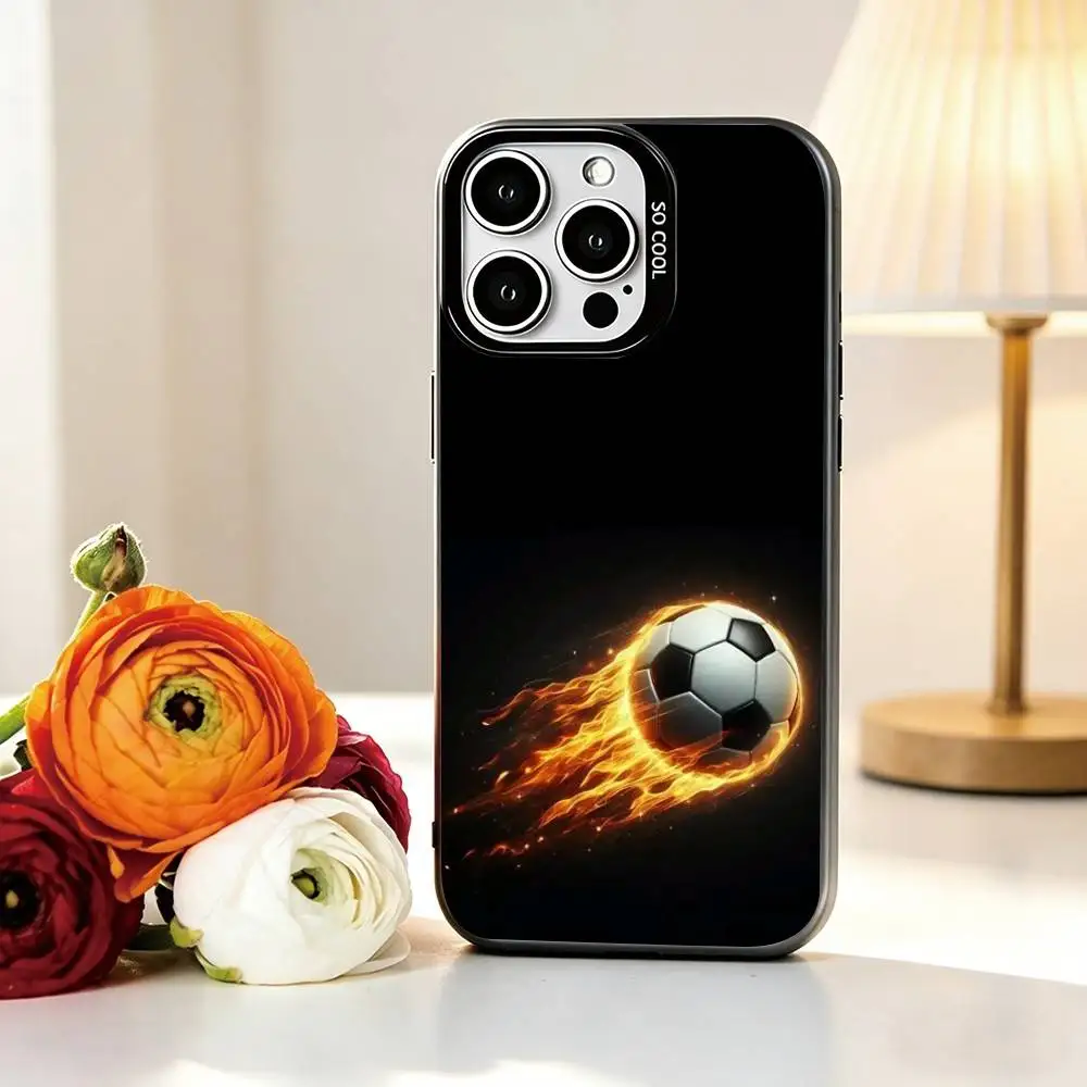 F-Football Theme Phone Case For iPhone 17,16,15,14,13,12,11 Plus,Pro Max,XS,Colorful Silver Black Cover